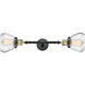 Franklin Restoration Fulton 2 Light 17 inch Black Antique Brass Bath Vanity Light Wall Light in Clear Glass, Franklin Restoration