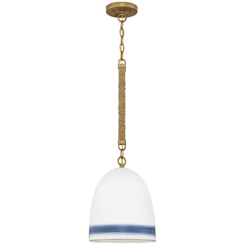 Nash 1 Light 10 inch Heirloom Brass with Navy Stripe Indoor Pendant Ceiling Light in Heirloom Brass/Navy Stripe