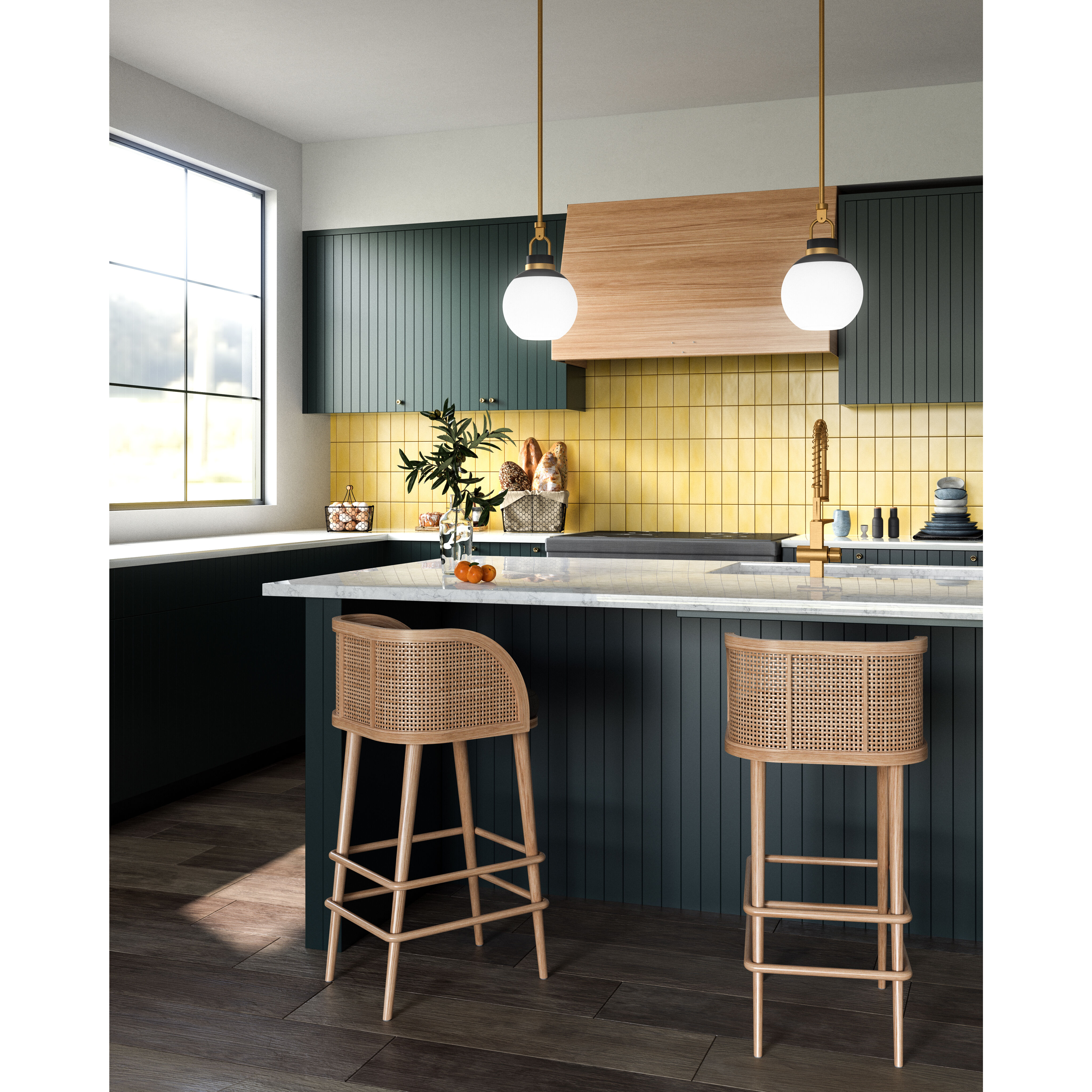 Alora Mood Copperfield Pendant Ceiling Light in Aged Gold, Matte Opal Glass