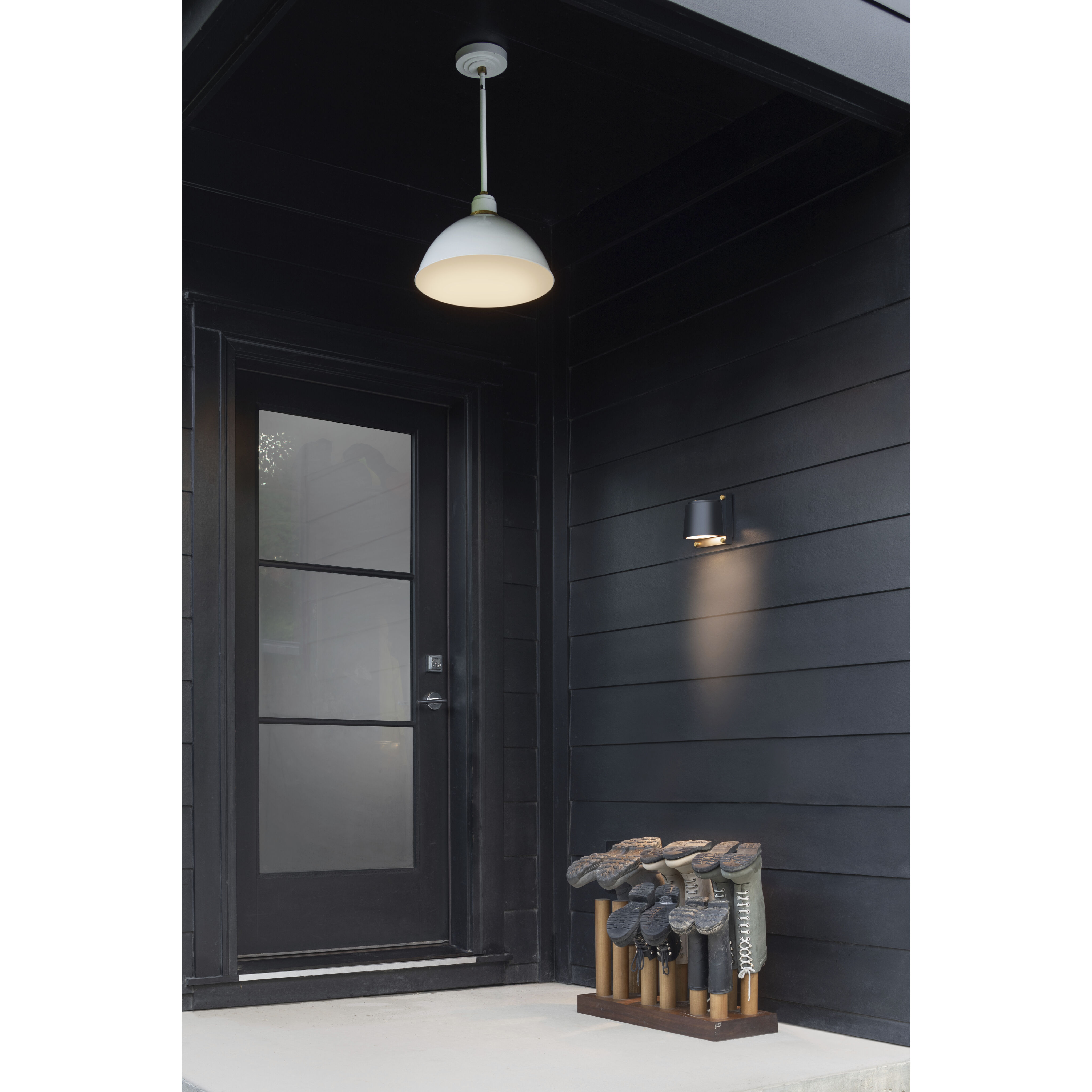 Coastal Elements Scout LED 7 inch Black with Brass Outdoor Wall Mount Lantern