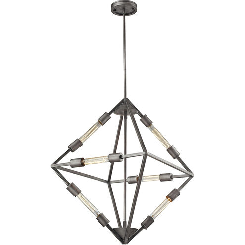 Laboratory 6 Light 20 inch Weathered Zinc Chandelier Ceiling Light