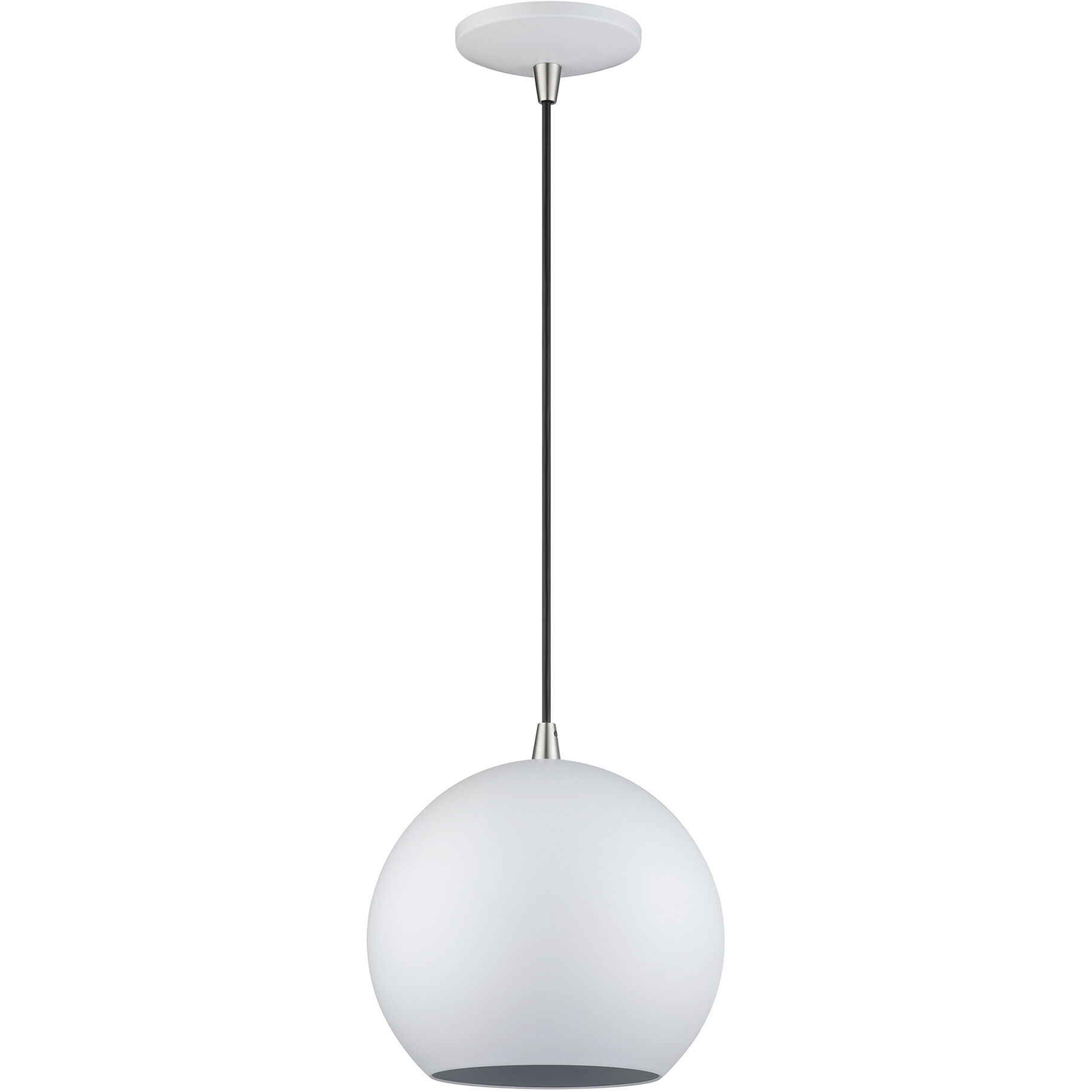 Kuppola 9.25 inch White with Brushed Nickel Accents Pendant Ceiling Light, Globe