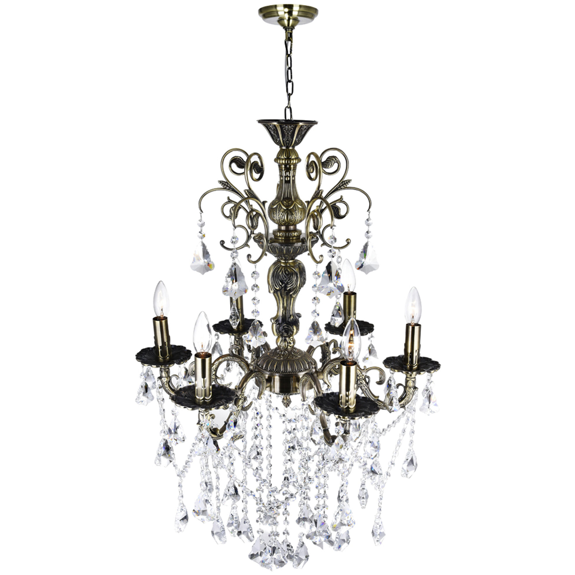 Brass 6 Light 24 inch Antique Brass Up Chandelier Ceiling Light