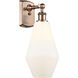 Ballston Cindyrella LED 7 inch Antique Copper Sconce Wall Light in Matte White Glass