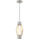 Gem Mandrel LED Metallic Beige Silver Pendant Ceiling Light in 3000K LED, Amber Blown Glass