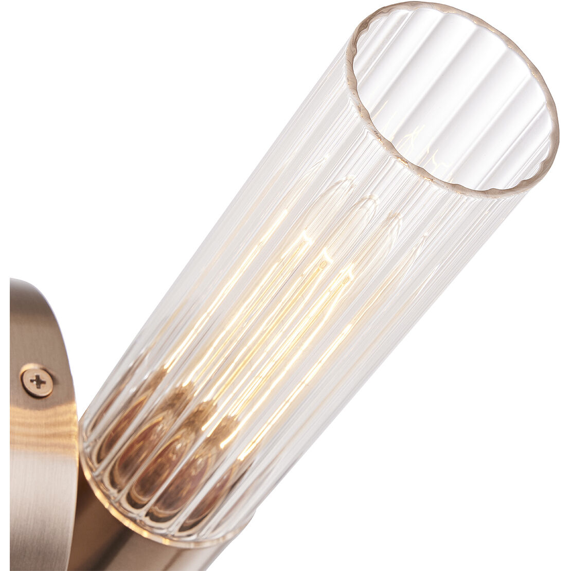 Fusion Collection - Rimini Family 2 Light 4.25 inch Brushed Brass and Clear Ribbed ADA Wall Sconce Wall Light, EVOLV