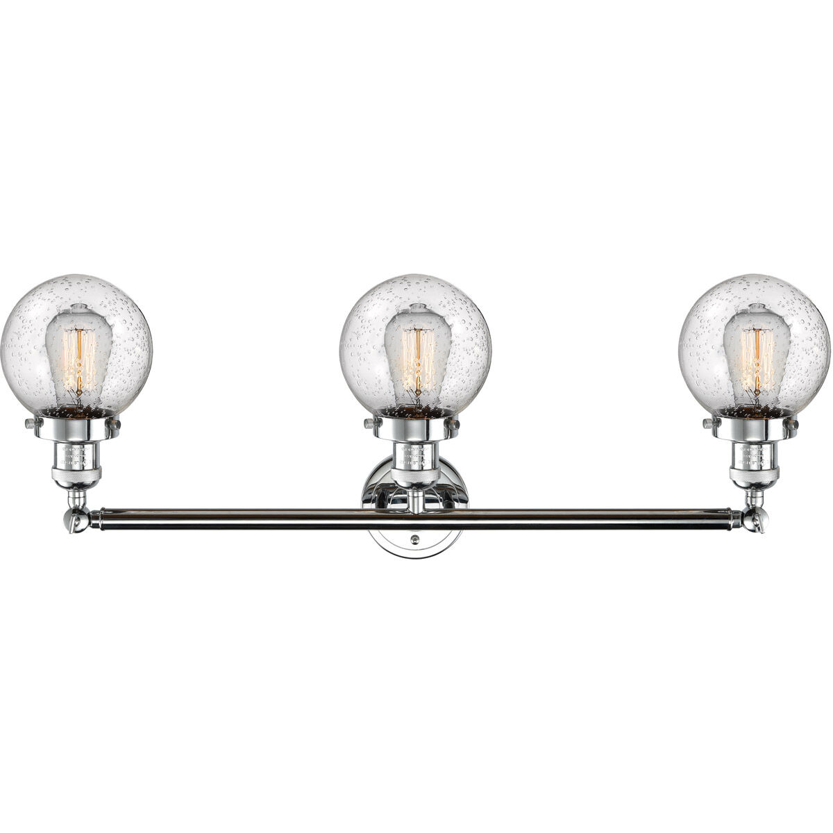 Franklin Restoration Beacon LED 30 inch Polished Chrome Bath Vanity Light Wall Light in Seedy Glass, Franklin Restoration