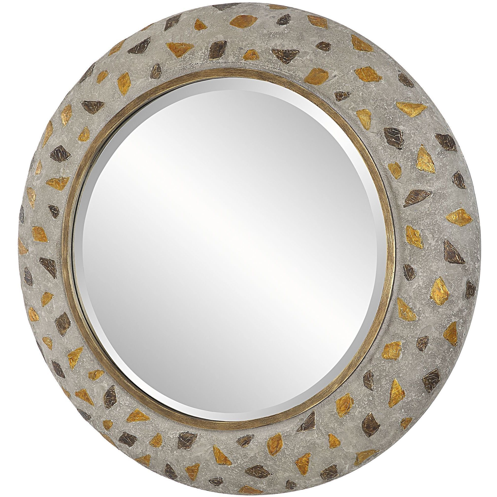 Copper Terrazzo 35 X 35 inch Concrete with Antiqued Copper and Burnished Gold Mirror