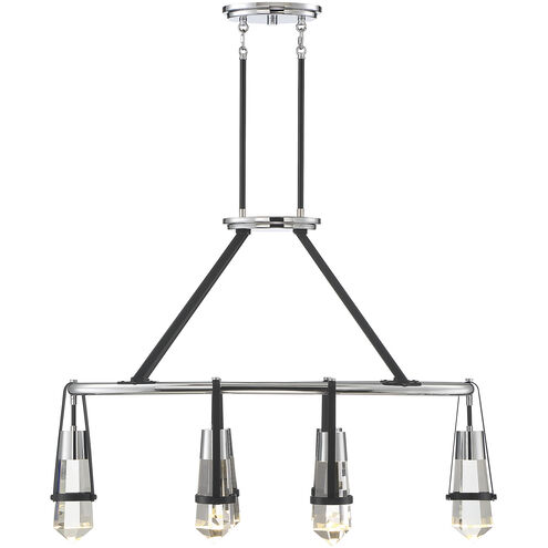 Denali LED 36 inch Matte Black with Polished Chrome Accents Linear Chandelier Ceiling Light