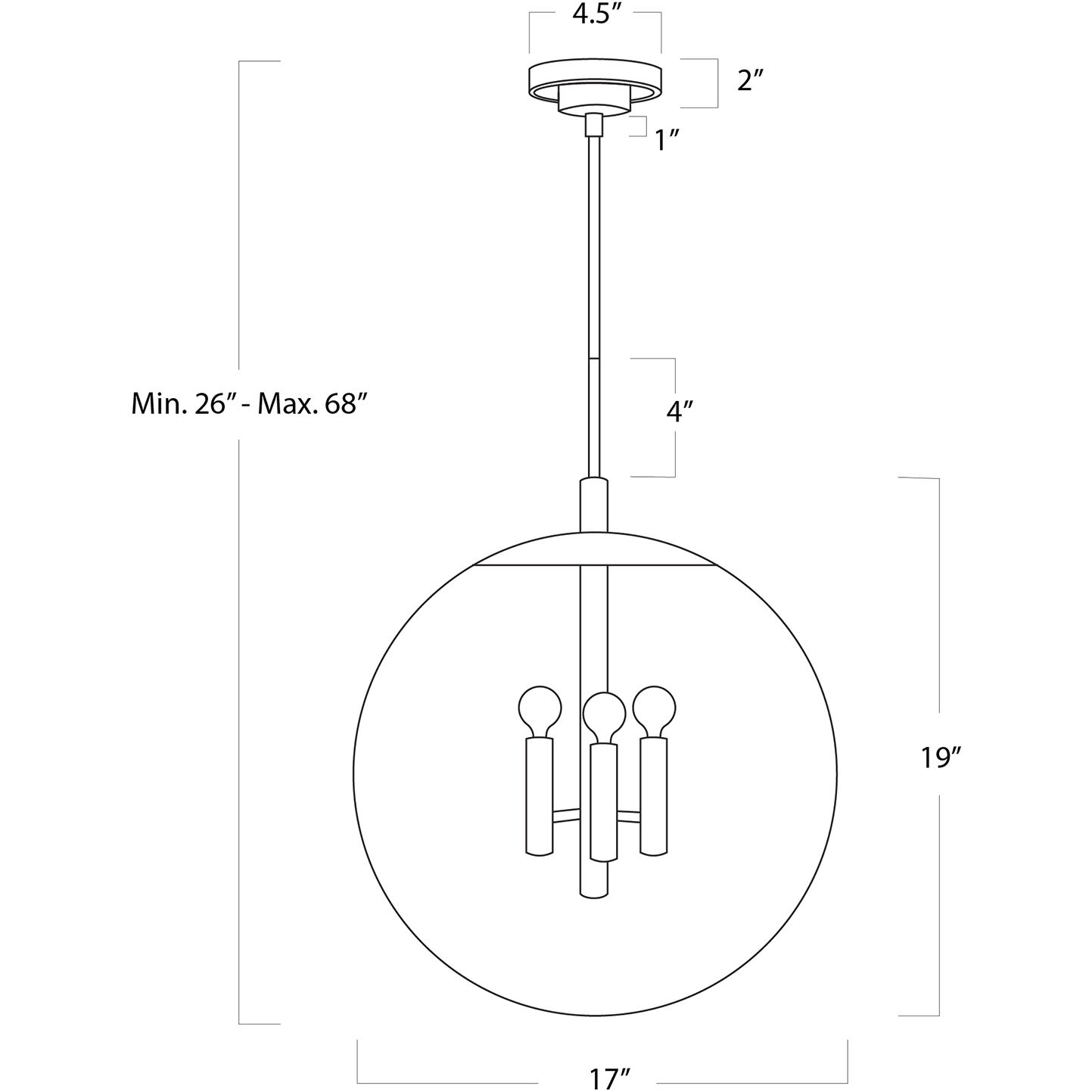 Cafe 3 Light 17 inch Natural Brass Pendant Ceiling Light, Medium