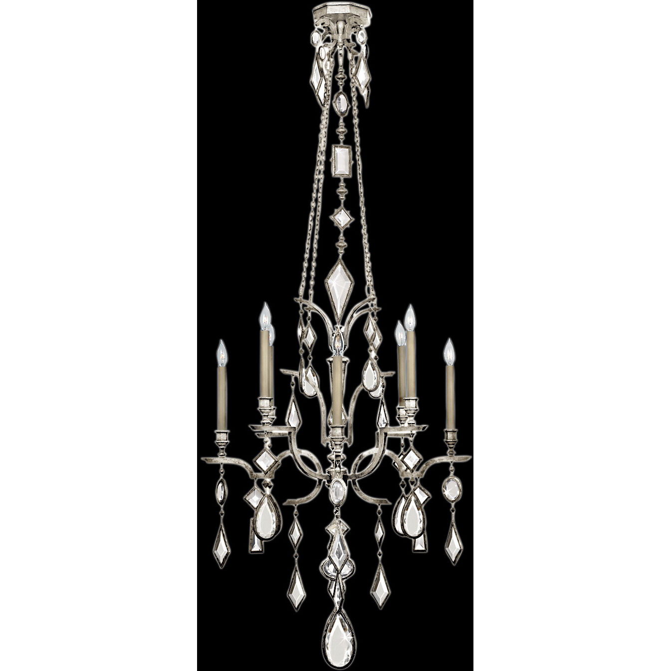 Encased Gems 8 Light 31 inch Silver Chandelier Ceiling Light in Clear Crystal