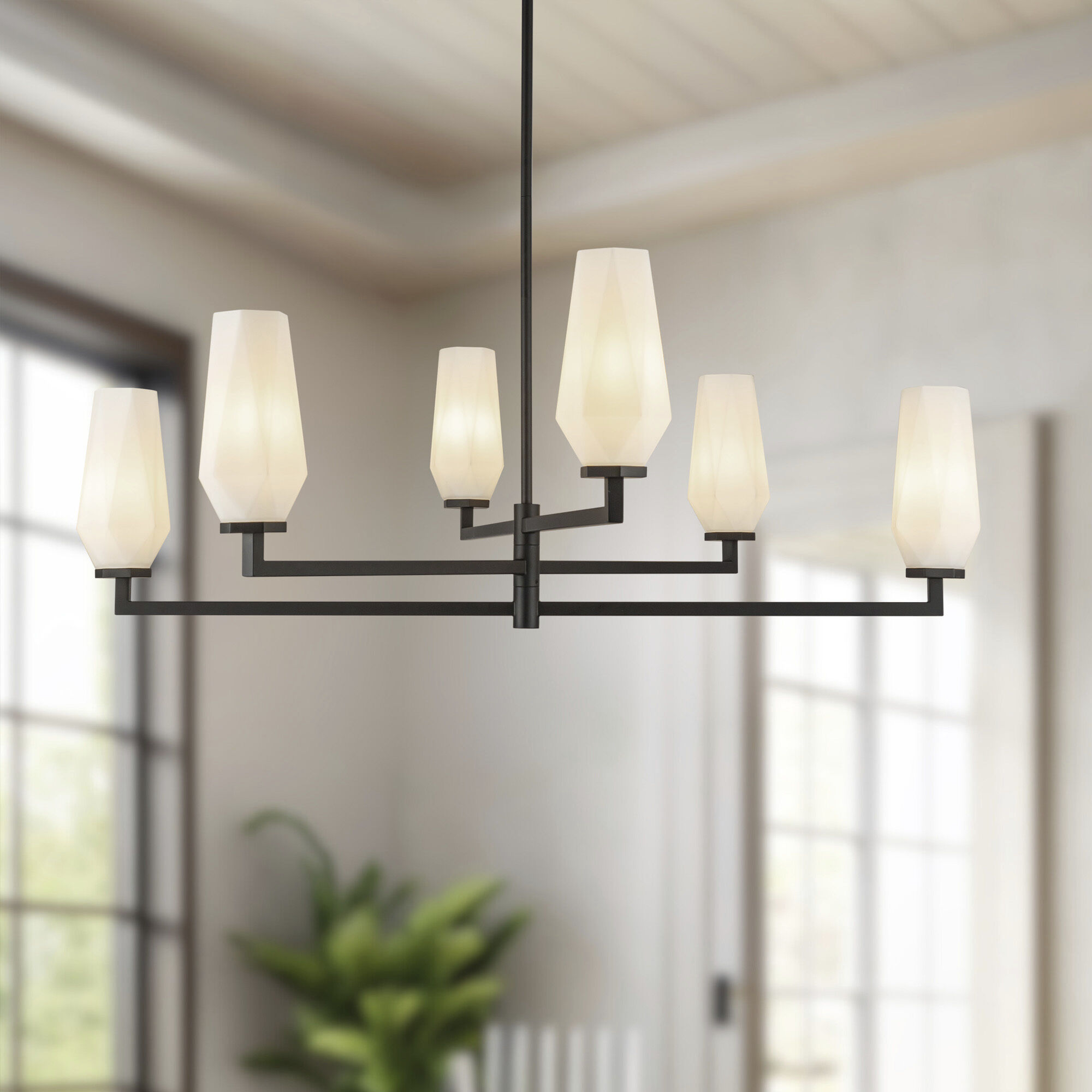 Alora Mood Krysta 6 Light 35.13 inch Matte Black Chandelier Ceiling Light