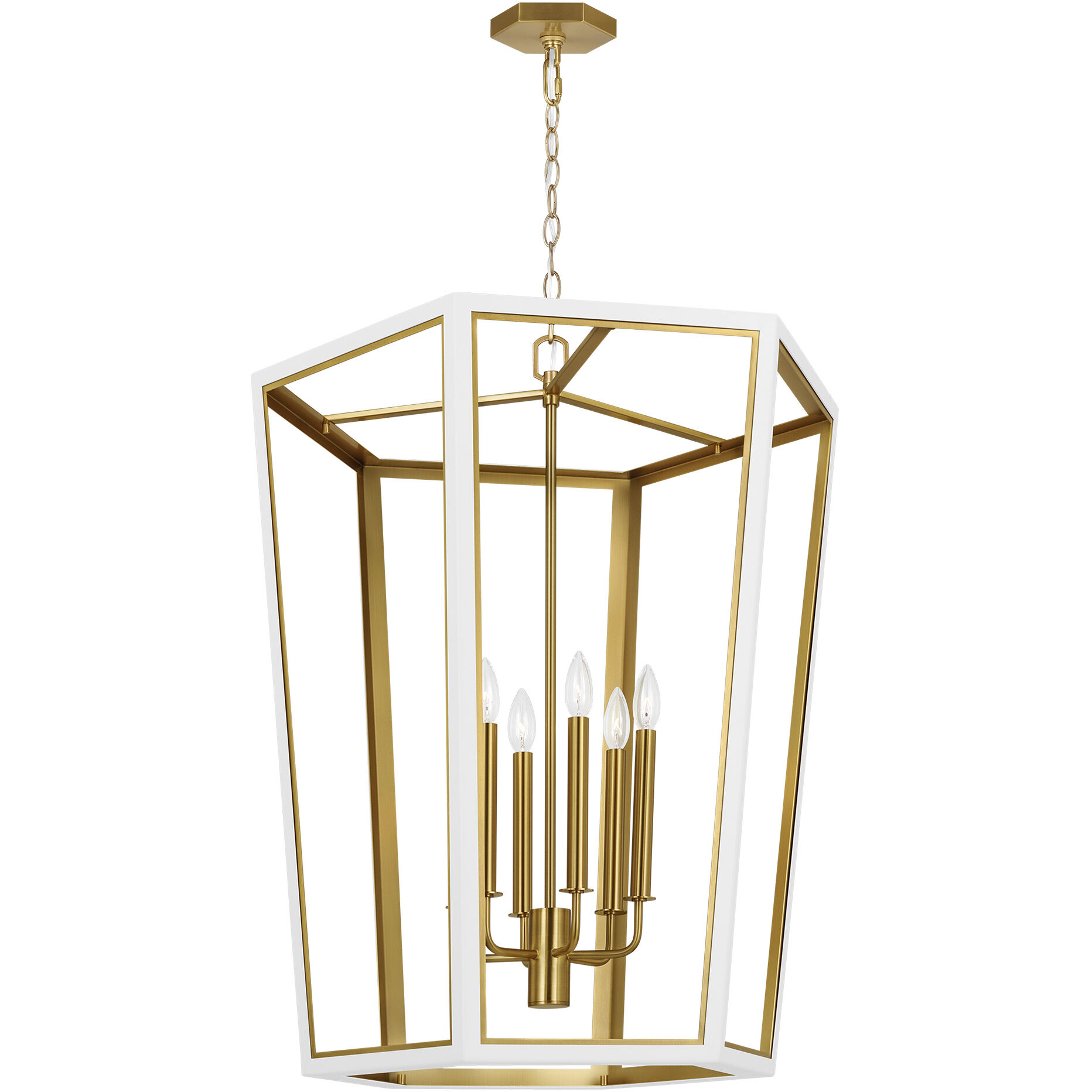 AH by Alexa Hampton Curt 6 Light 26.63 inch Matte White Lantern Chandelier Ceiling Light