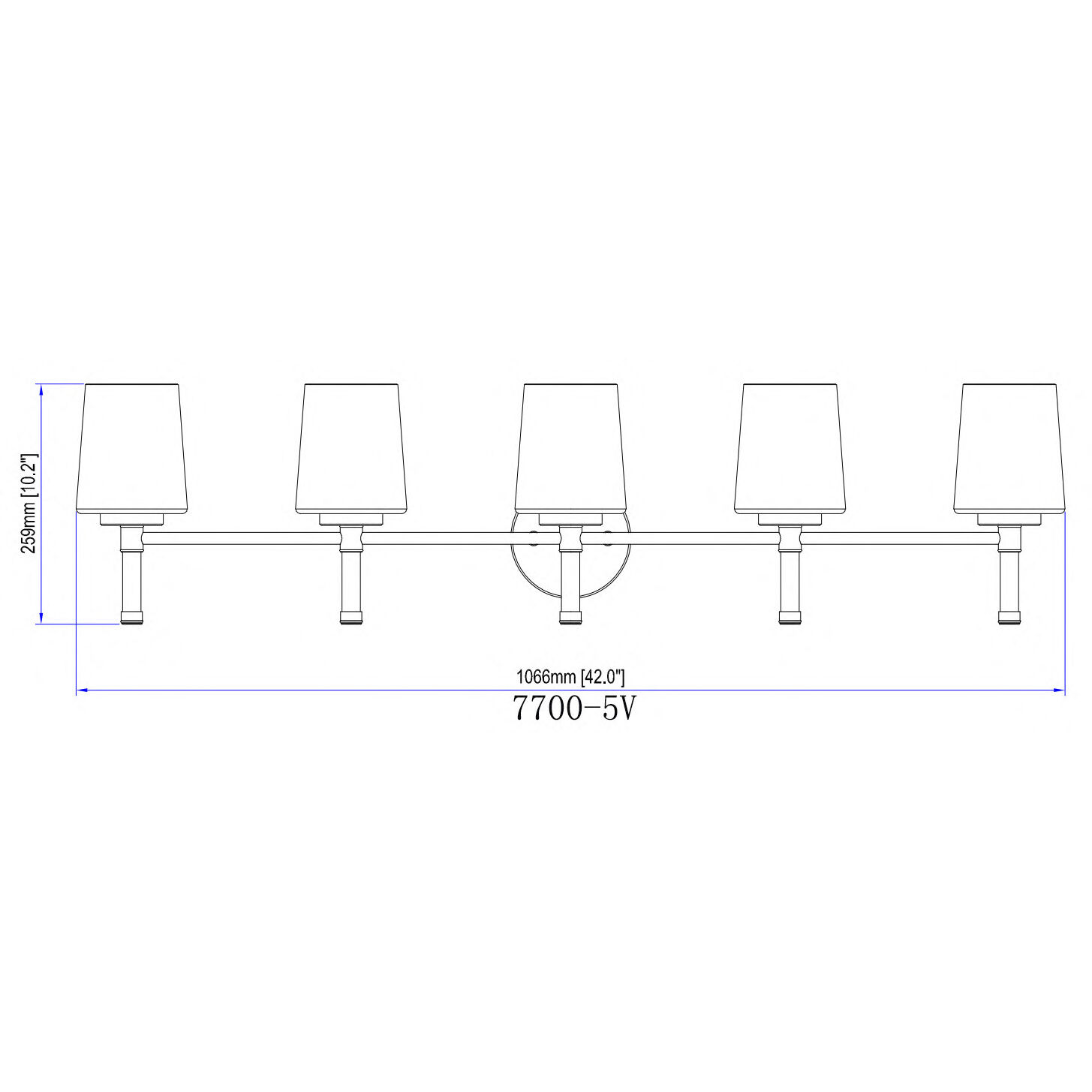 Henri 5 Light 42 inch Modern Gold Bathroom Vanity Wall Light