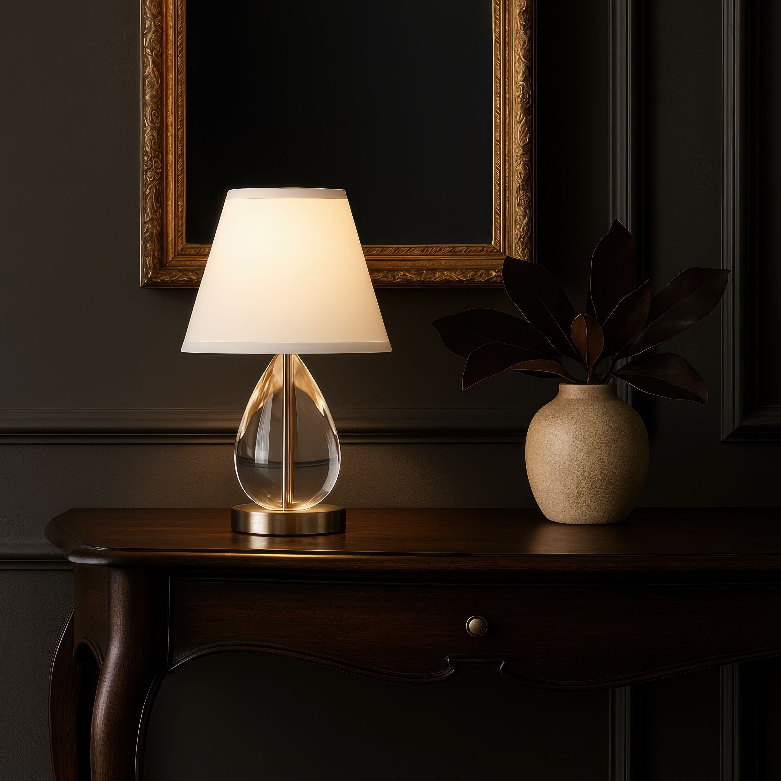 Mona & Lisa 13 inch 5 watt Antique Bronze Table Lamp Portable Light