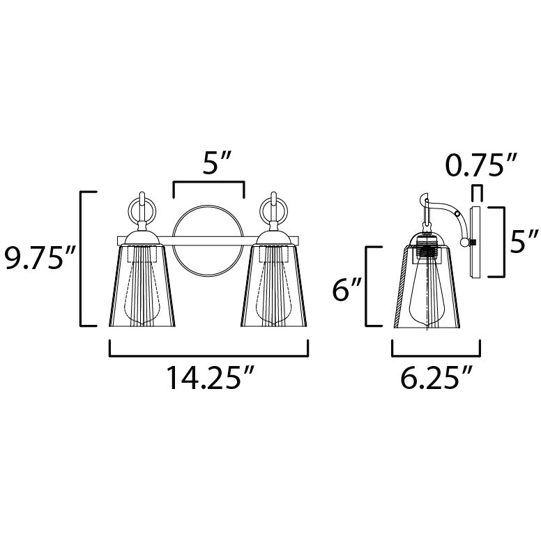 Jackson Hole Wall Sconce Wall Light in Black, Clear