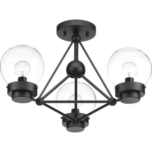 Spatial 3 Light 20 inch Matte Black Semi-Flush Mount Convertible Ceiling Light, Design Series