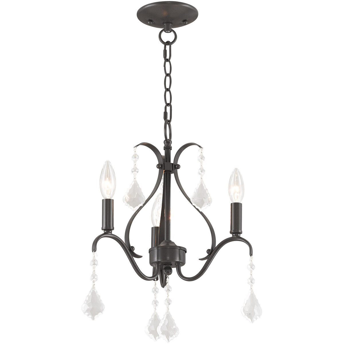 Caterina 3 Light 13 inch English Bronze Mini Chandelier Ceiling Light