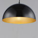 Hemisphere LED 14 inch Gloss Black with Gold Single Pendant Ceiling Light