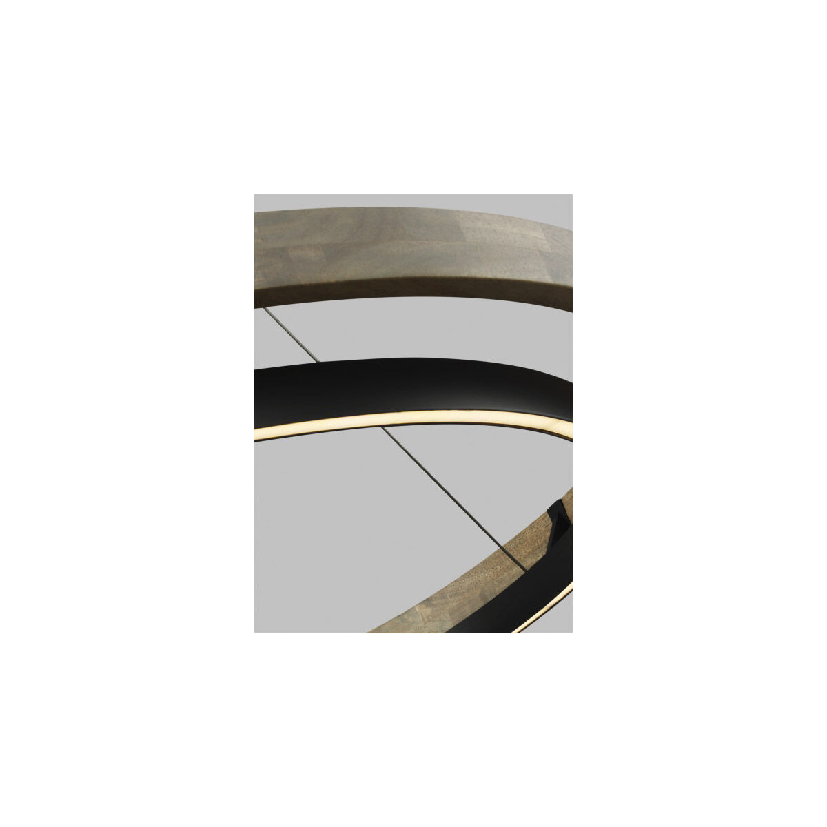 Sean Lavin Grace LED 48 inch MATTE BLACK/WEATHERED OAK WOOD Chandelier Ceiling Light, Integrated LED