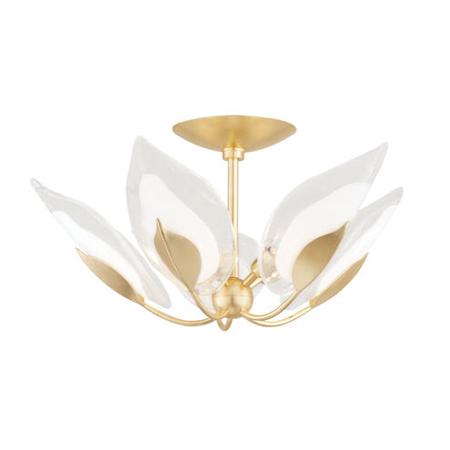 Blossom 5 Light 24 inch Gold Leaf Semi Flush Ceiling Light
