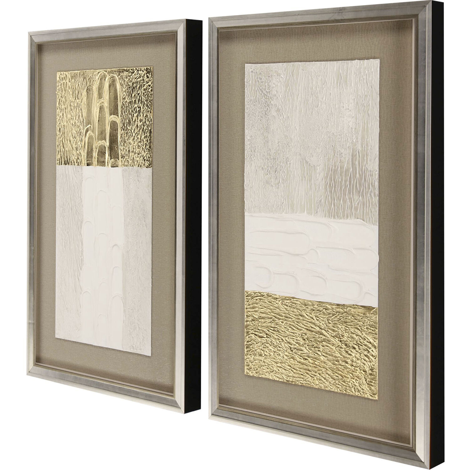 Blanco Pluma White and Metallic Framed Art, The Studio