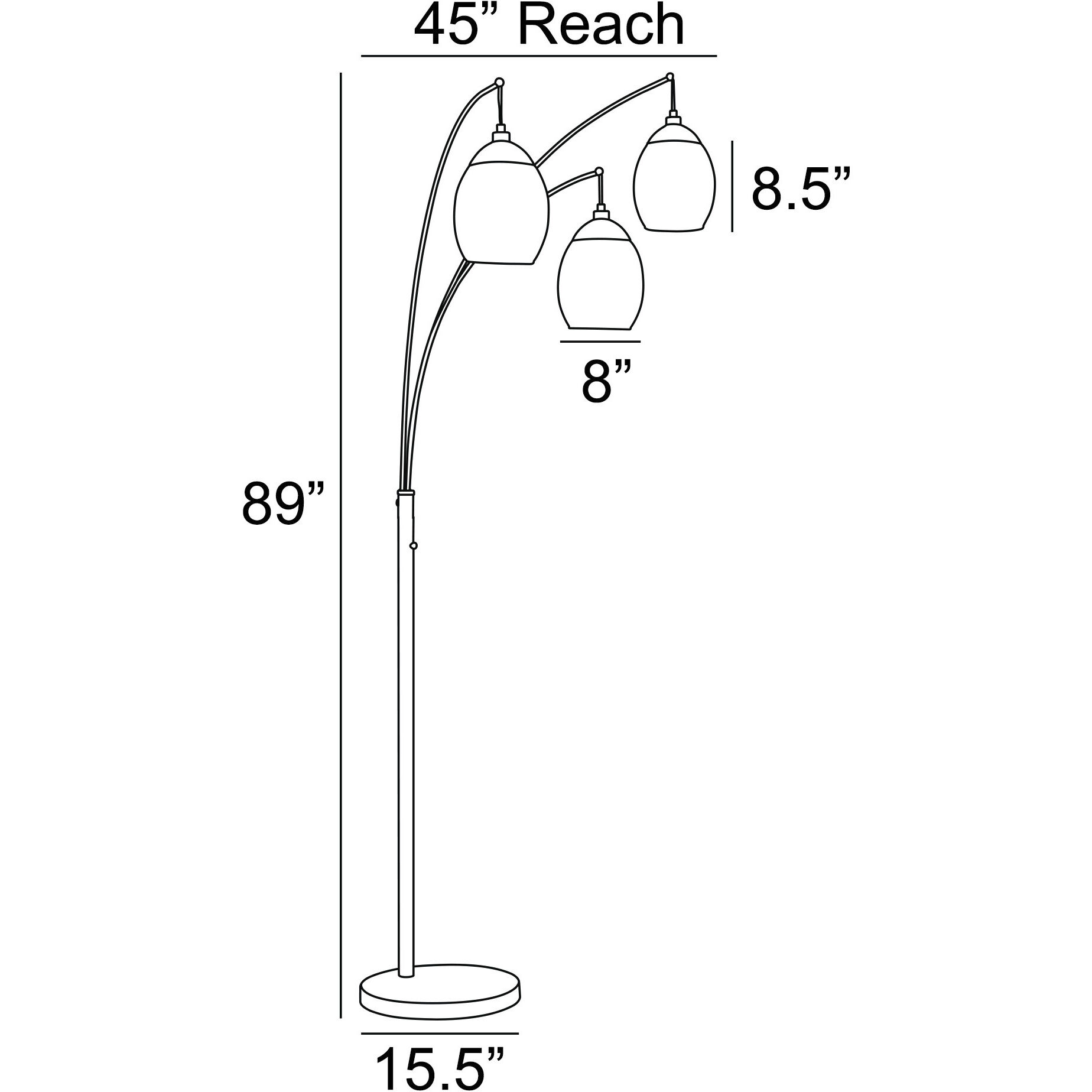 Ladessa 89 inch 7.00 watt Nickel Arc Lamp Portable Light