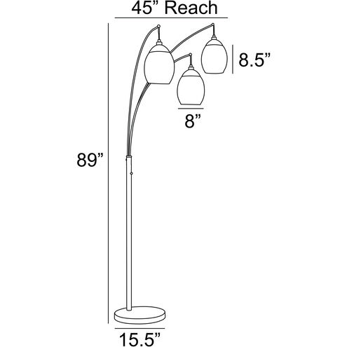 Ladessa 89 inch 7.00 watt Nickel Arc Lamp Portable Light