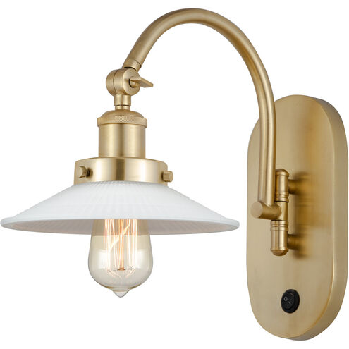 Franklin Restoration Halophane LED 9 inch Satin Gold Sconce Wall Light