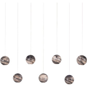 Palatino 7 Light 57 inch Blue Marbeled and Silver Multi-Drop Pendant Ceiling Light