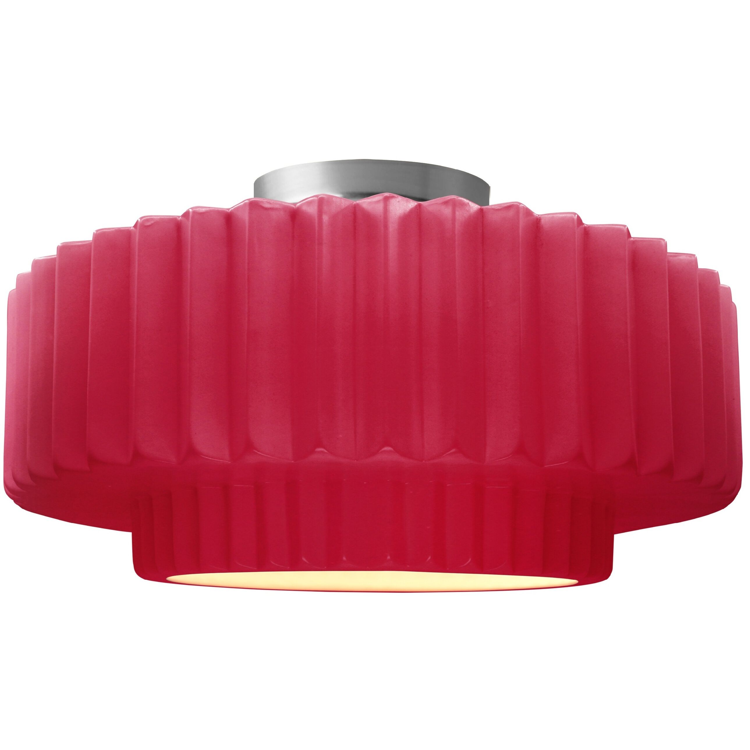 Radiance Collection - Pleated Tier LED 14.5 inch Cerise and Brushed Nickel Semi-Flush Ceiling Light in Dedicated LED, 14.5W x 7.25H, Form+Finish+Function
