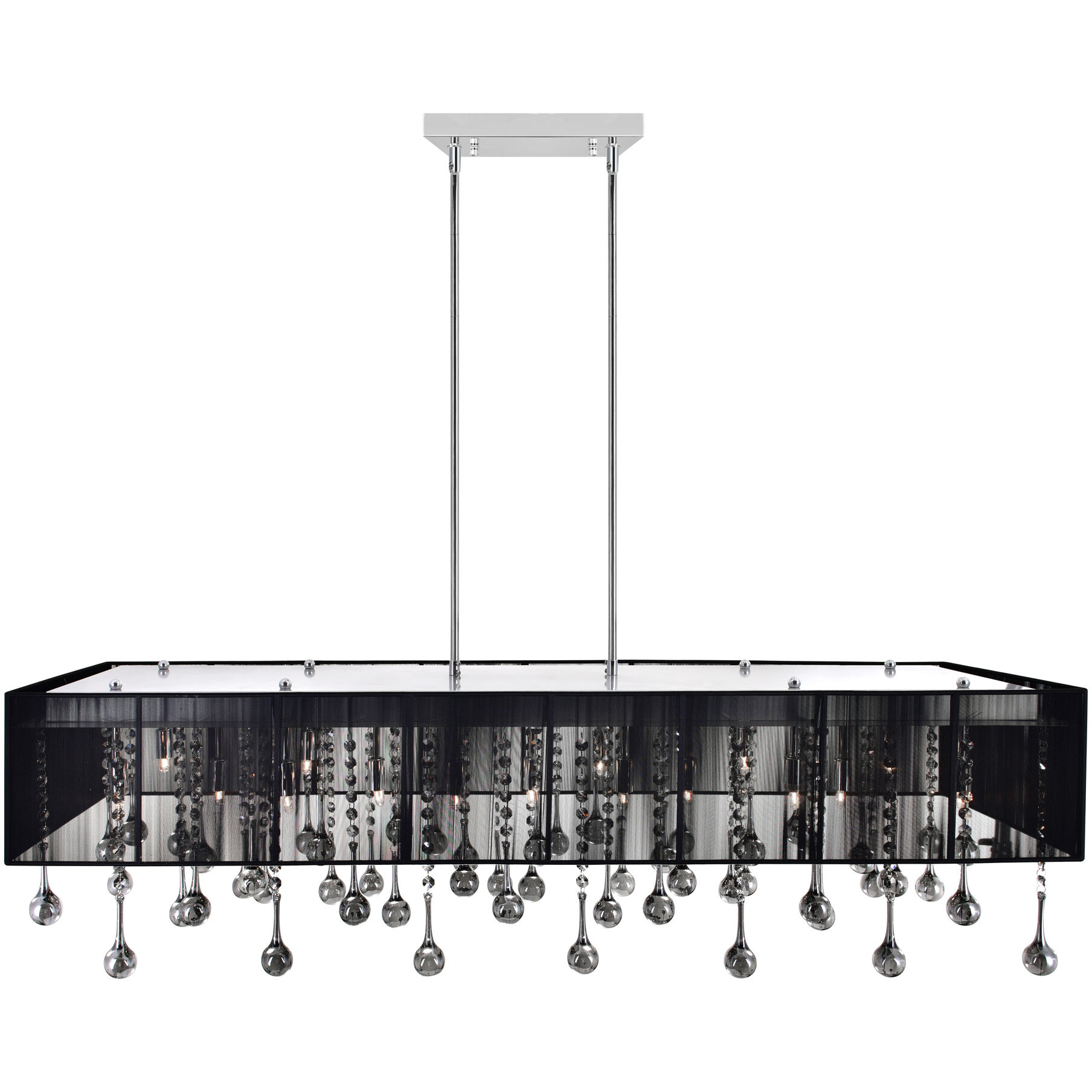 Water Drop 17 Light 13 inch Chrome Drum Shade Chandelier Ceiling Light in Black / Smoke
