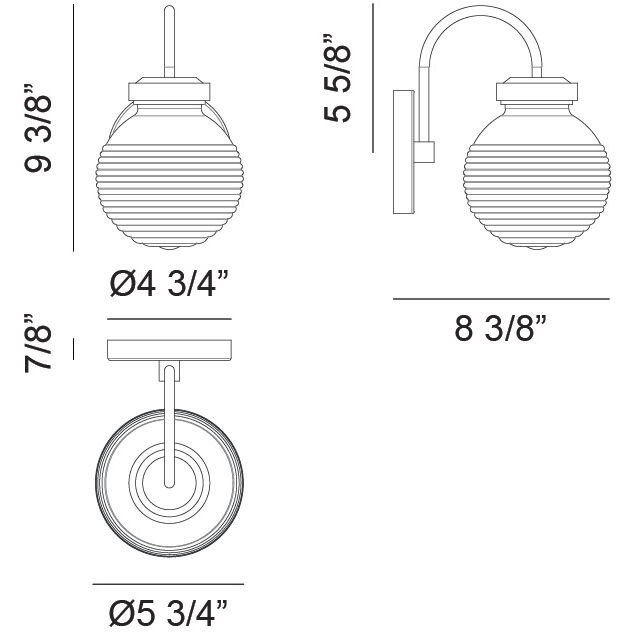 Ridge Wall Sconce Wall Light in Chrome and Clear