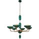 Verde 6 Light 40 inch Satin Brass Chandelier Ceiling Light in Fluted Green Glass