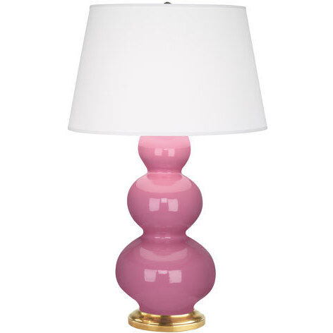 Triple Gourd 32.75 inch 150.00 watt Schiaparelli Pink Table Lamp Portable Light in Antique Natural Brass