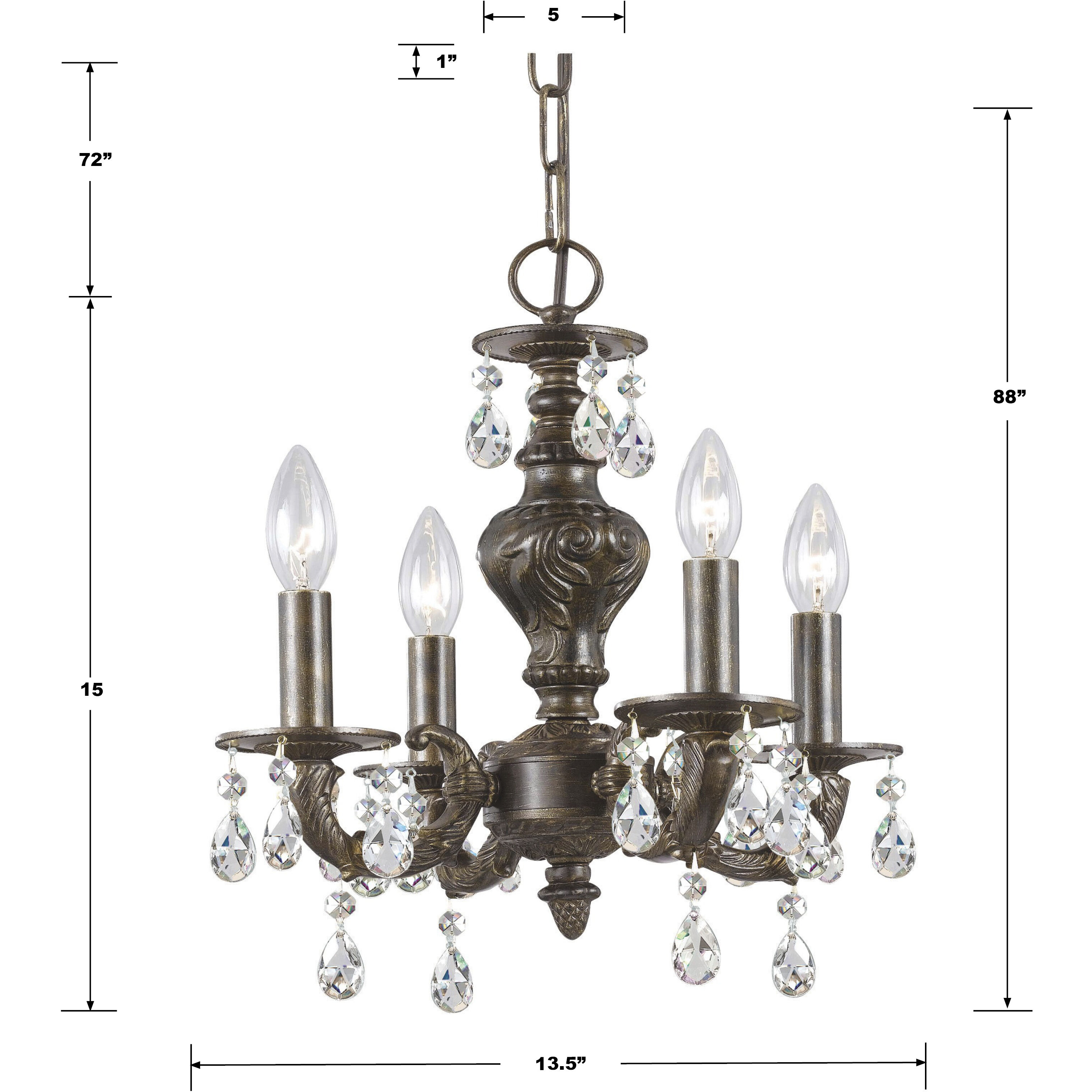 Paris Market 4 Light 13.5 inch Venetian Bronze Mini Chandelier Ceiling Light in Clear Hand Cut