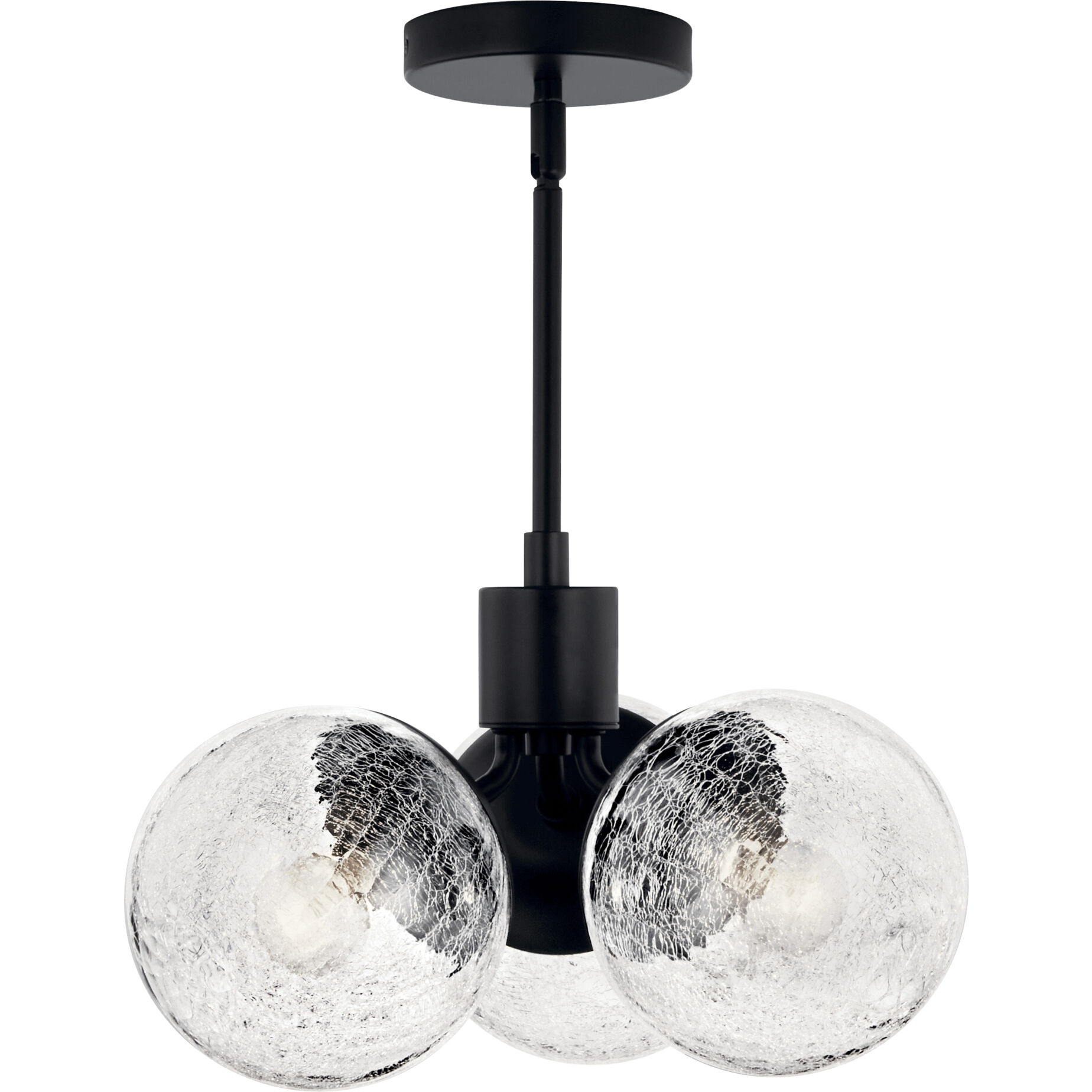 Silvarious 3 Light Black Chandelier/Semi Flush Ceiling Light