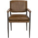 Wooster Steel Grey Powder Coat and Dark Walnut and Cuba Brown Dining Chair with Arms