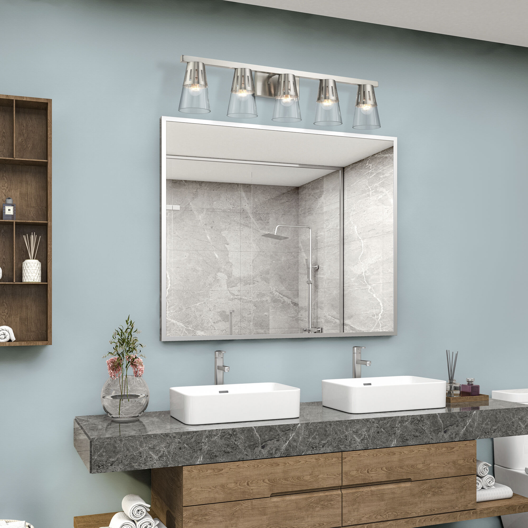 Bennington 5 Light 35.75 inch Brushed Nickel Large Vanity Sconce Wall Light