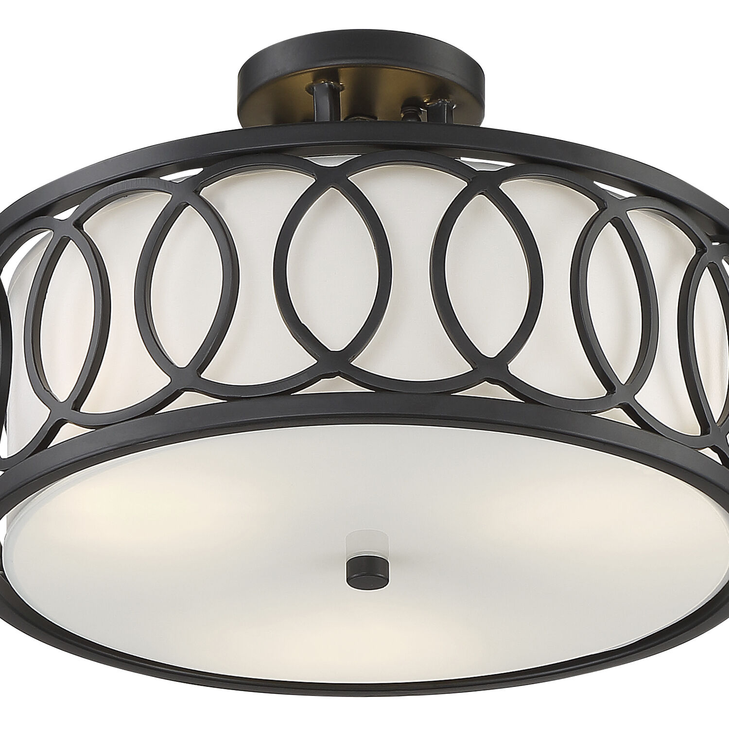 Graham 3 Light 15 inch Matte Black Semi Flush Ceiling Light