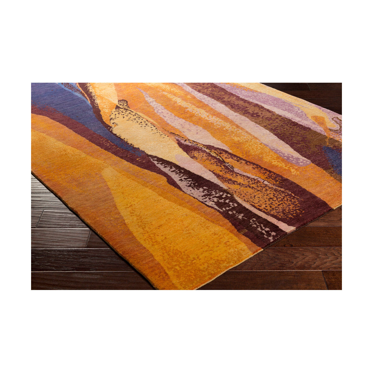 Brought to Light 36 X 24 inch Burnt Orange/Dark Blue/Dark Purple/Camel Rugs, Wool