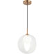 Delcia LED 11 inch Aged Gold Brass Pendant Ceiling Light in Aged Gold Brass and Clear