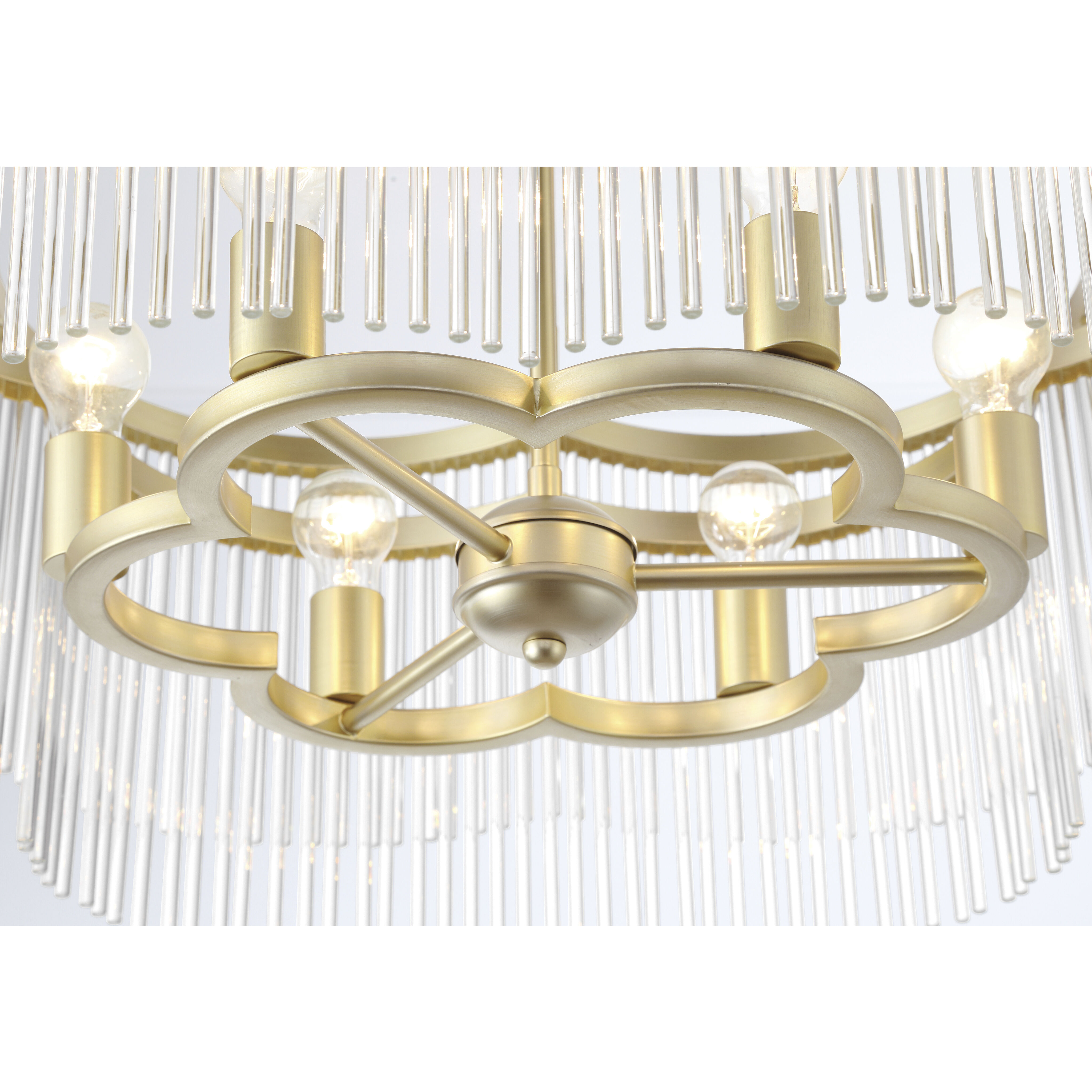 Azura 6 Light 34 inch Heirloom Brass Scalloped Pendant Ceiling Light