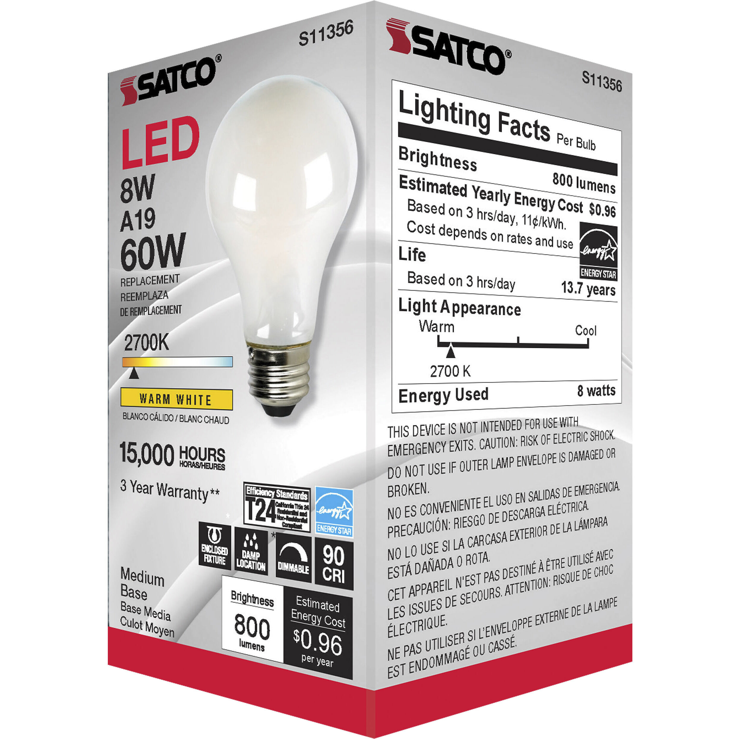 Lumos LED 8.00 watt 120 2700K Light Bulb