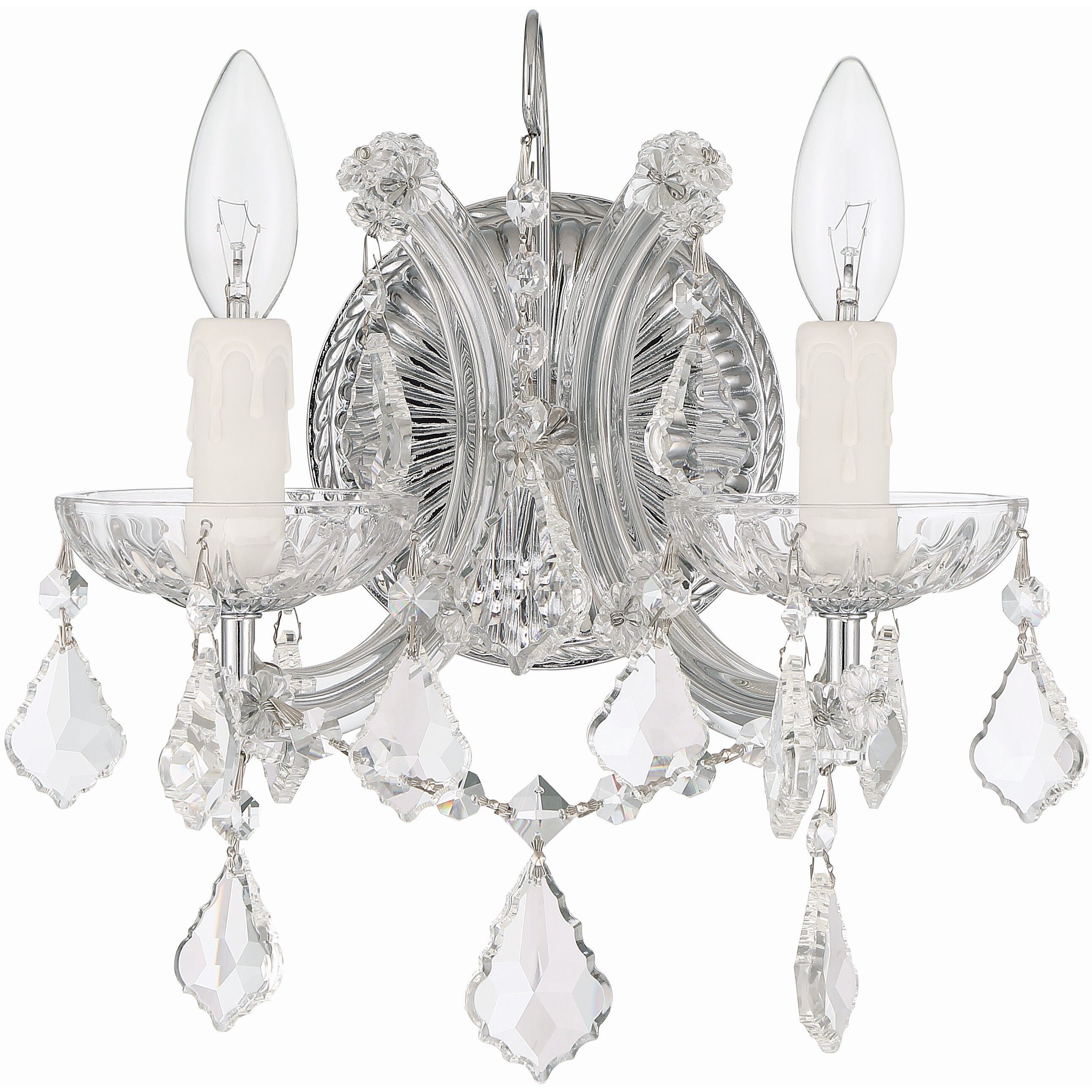 Maria Theresa Sconce Wall Light in Clear Hand Cut, Polished Chrome