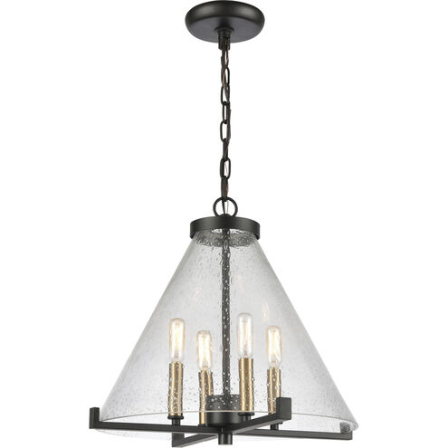 The Holding 4 Light 16.75 inch Matte Black with Satin Brass Pendant Ceiling Light