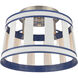 White Burlap 2 Light 14 inch White with Blue and Satin Nickel Semi Flush Mount Ceiling Light