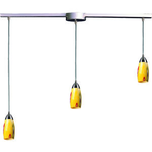 Milan 3 Light 36 inch Satin Nickel Multi Pendant Ceiling Light in Yellow Blaze, Incandescent, Linear with Recessed Adapter, Configurable