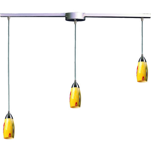 Milan 3 Light 36 inch Satin Nickel Mini Pendant Ceiling Light in Yellow Blaze