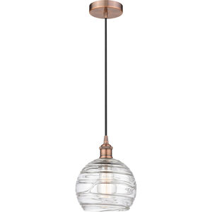 Edison Athens Deco Swirl LED 8 inch Antique Copper Mini Pendant Ceiling Light